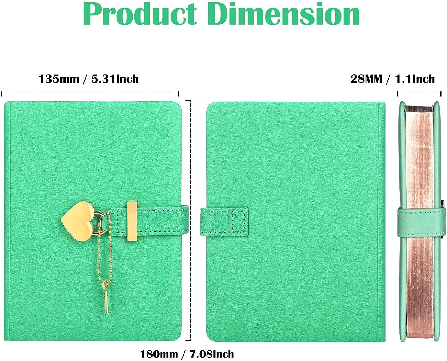 Personalized Heart Shape Lock Diary (Green) - Image 4