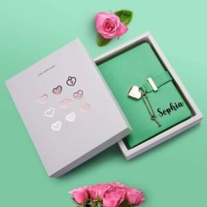 Personalized Heart Shape Lock Diary (Green)