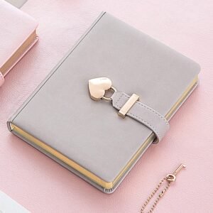 Heart Shape Lock Diary (Grey)