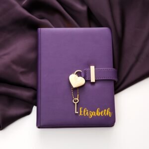 Personalized Heart Shape Lock Diary (Purple)