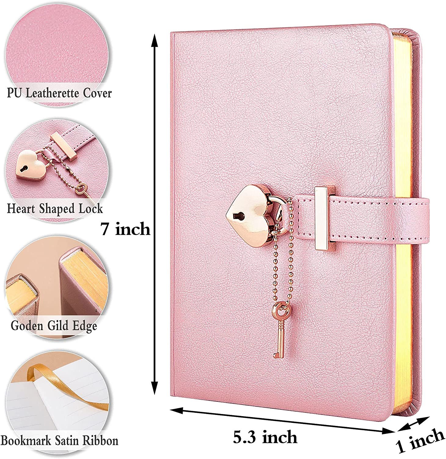 Personalized Heart Shape Lock Diary (Pink) - Image 2