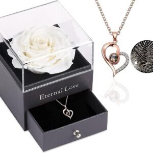 Necklace With Preserved Rose (White)