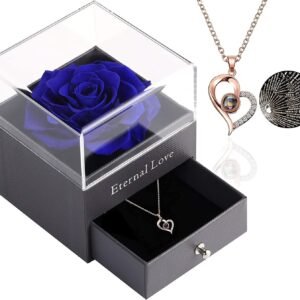 Necklace With Preserved Rose (Blue)