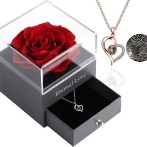 Necklace With Preserved Rose (Red)
