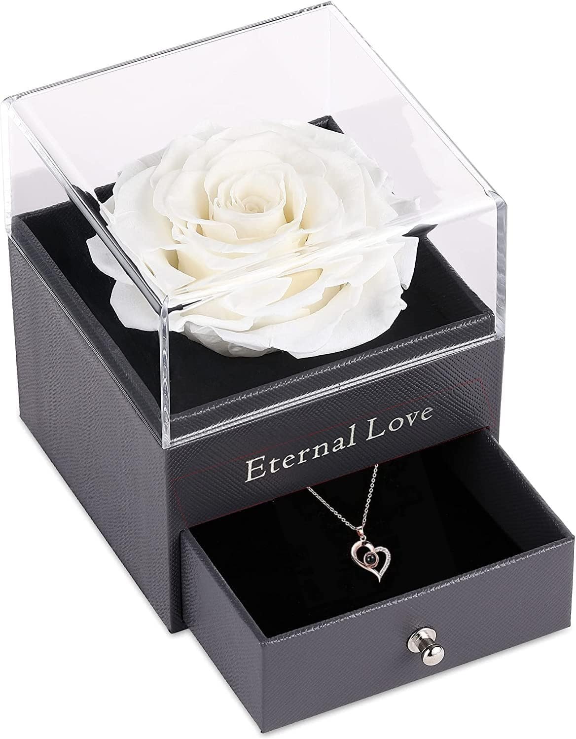 Necklace With Preserved Rose (White) - Image 6